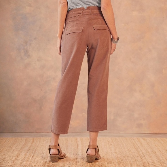 Sundance NWOT Emily Softest Corduroy Crop Pants w/ Tie Coral Size 8 - Picture 4 of 14